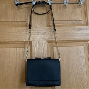 New Cute Faux Leather Black Crossbody Purse with Chain